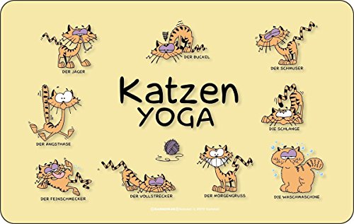 RAHMENLOS Original Schneidbrettchen: Katzen Yoga von RAHMENLOS