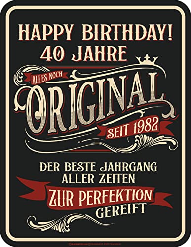 Original RAHMENLOS Deko Blechschild als Geschenk zum 40. Geburtstag von RAHMENLOS