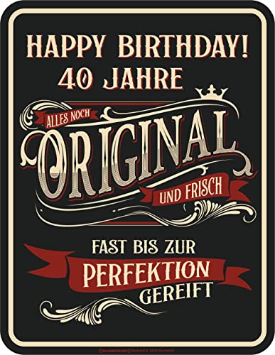 Original RAHMENLOS Deko Blechschild zum 40. Geburtstag: 40 Jahre zur Perfektion gereift von RAHMENLOS