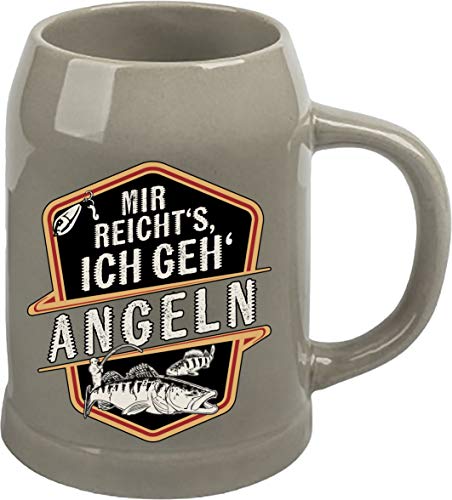 RAHMENLOS Bierkrug Steinkrug für Angler: Mir reichts - Ich geh Angeln von RAHMENLOS