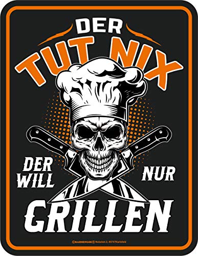 RAHMENLOS Deko Blechschild für den BBQ Grill Fan: Der TUT nix - Der Will nur Grillen von RAHMENLOS