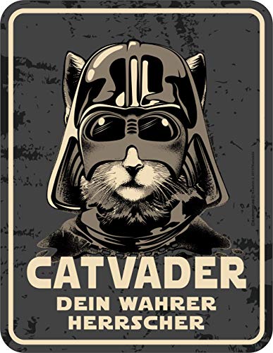 RAHMENLOS Deko Blechschild für den Katzen-Liebhaber: Catvader - Dein wahrer Herrscher von RAHMENLOS