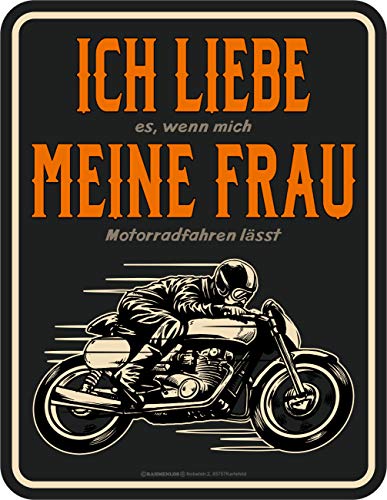 RAHMENLOS Deko Blechschild: Ich Liebe Meine Frau - Wenn sie Mich Motorrad Fahren lässt RAHMENLOS Deko Blechschild: Ich Liebe Meine Frau - Wenn sie Mich Motorrad Fahren lässt von RAHMENLOS