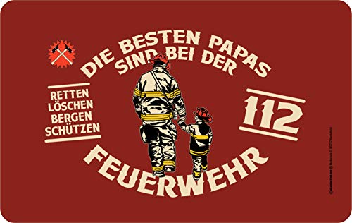RAHMENLOS Die besten Papas sind bei der Feuerwehr - Frühstücksbrettchen Schneidbrettchen Made in Germany von RAHMENLOS