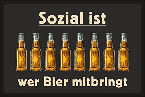 RAHMENLOS Fußmatte Türmatte Schmutzfangmatte: Sozial ist, wer Bier mitbringt 232 von RAHMENLOS