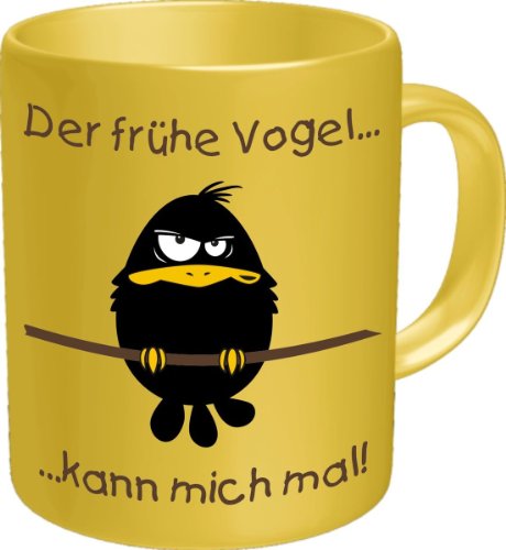 RAHMENLOS Kaffeebecher für den Morgenmuffel: Der frühe Vogel kann Mich mal! Im Geschenkkarton von RAHMENLOS