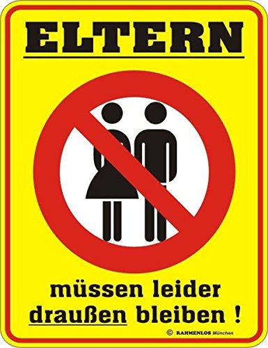 RAHMENLOS Original Blechschild für das Kinderzimmer: Eltern müssen leider draussen bleiben von RAHMENLOS