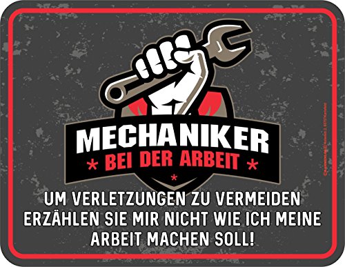 RAHMENLOS Original Blechschild für den Mechaniker: Um Verletzungen zu vermeiden von RAHMENLOS