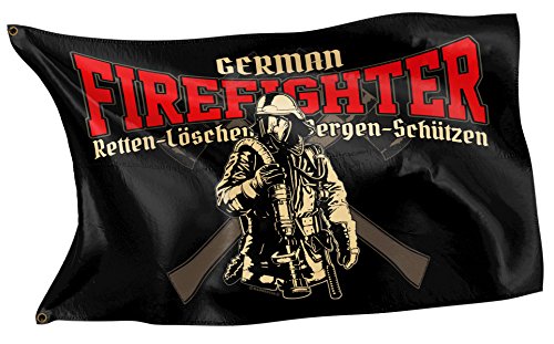 RAHMENLOS Original Design-Flagge: Deutschland-Fahne German Firefighter für die Feuerwehr von RAHMENLOS