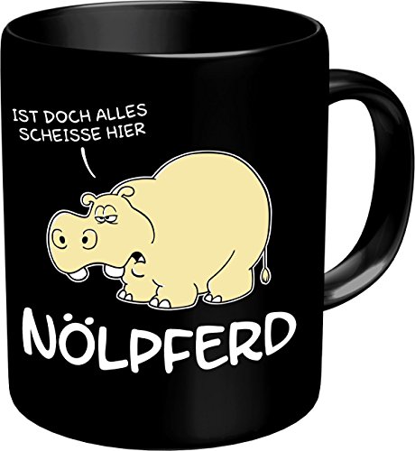 RAHMENLOS Original Kaffeebecher für Nörgler: Nölpferd, ist doch Alles Scheisse Hier! Im Geschenkkarton 2607 von RAHMENLOS