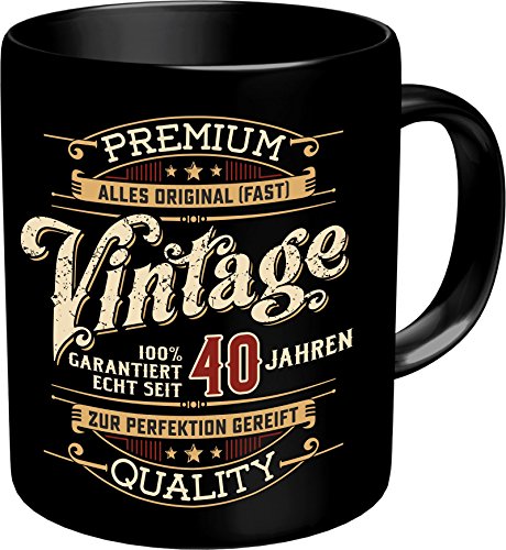 RAHMENLOS Original Kaffeebecher zum 40. Geburtstag: Vintage 40 - Im Geschenkkarton 2632 von RAHMENLOS
