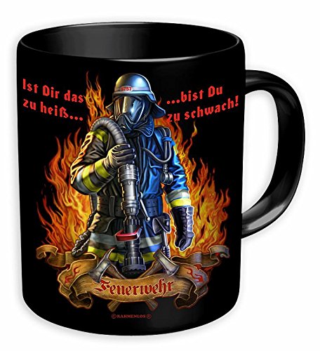 RAHMENLOS Pompiers Tasse ist dir das zu heiŸ bist du, faible, en céramique noir von RAHMENLOS