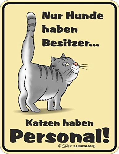RAHMENLOS Original Blechschild nur Hunde haben Besitzer - Katzen haben Personal Nr.3370 RAHMENLOS Original Blechschild nur Hunde haben Besitzer - Katzen haben Personal Nr.3370 von RAHMENLOS