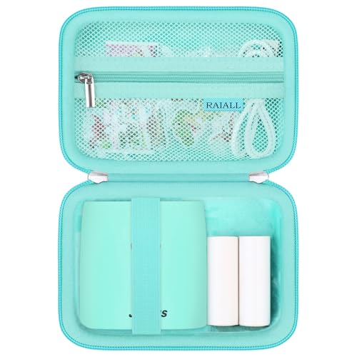 RAIALL Etikettendrucker Hülle für JADENS Sticker Drucker, Reise Mini Drucker Sticker Maker Thermodrucker Tasche, Hart Aufbewahrungskoffer mit extra Platz für Etikettenmacherrollen, Kabel und von RAIALL