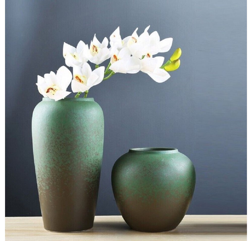 RAIKOU Dekovase Dekorative Blumenvase Elegante Tischdeko Keramikvase (aus Keramik), 100% Handgefertigt von RAIKOU