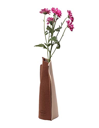 RAIKOU Filz Blumenvase Soff Blumenvase Deko Vase Flaschenummantelung Universal Vase Faltbare Vase (Coffee/Khaki) von RAIKOU