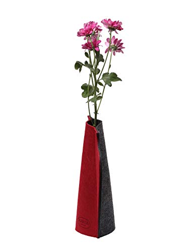 RAIKOU Filz Blumenvase Soff Blumenvase Deko Vase Flaschenummantelung Universal Vase Faltbare Vase (Rot/Anthrazit) von RAIKOU