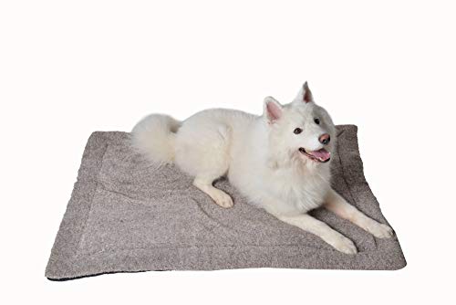 RAIKOU Hundedecke Katzendecke Haustier-Decke mit Plüsch Kissen Fleece-Decke/Tier Schlafdeck Hundebett Haustierbett, waschbar und rutschfest（Braun Melange,120x85cm von RAIKOU