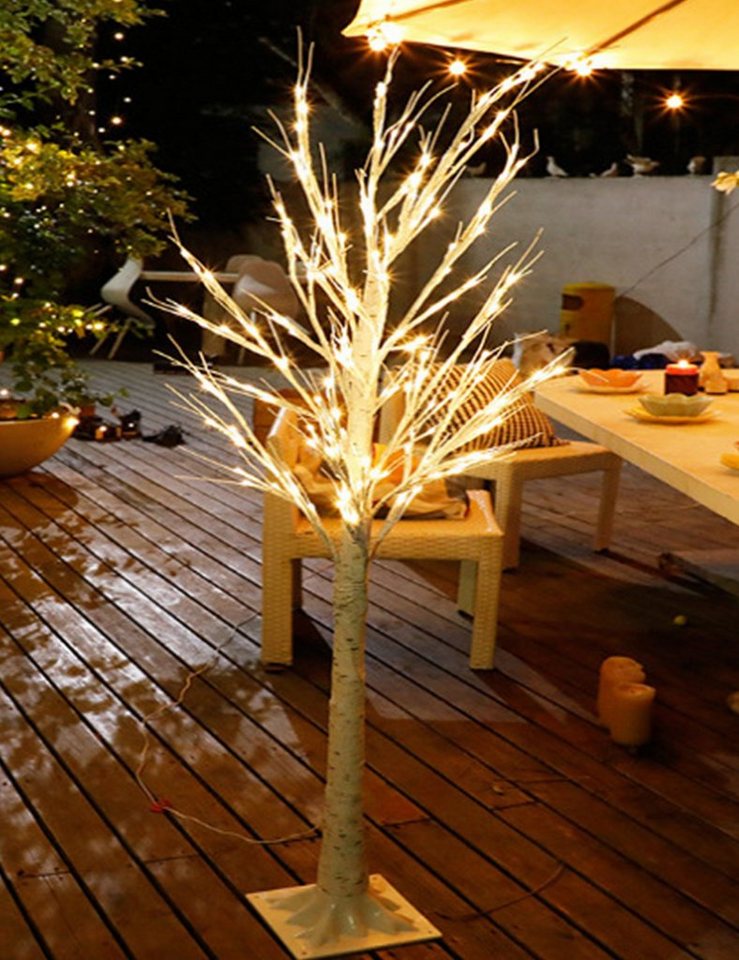 RAIKOU LED Baum Lichtenbaum / warm-weiße LEDs in Birkenmuster Lichterbaum Weihnachten, 8 Leuchtmodi, LED fest integriert, Warmweiß, mit Frenbediunung, 8 Leuchtmodi von RAIKOU