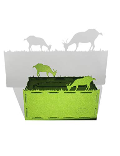 RAIKOU Taschentücher-Box aus Filz, dekorative Kosmetiktücher Box, robuster Taschentuch-Spender in interessanten Formen (Ziege/Grün) von RAIKOU