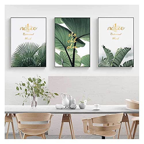 3-teiliges Premium Poster-Set, Grün Blätter & Pflanzen Bilder, Wandbild Print Bilder Kunstposter Wandposter Deko für Wohnzimmer, Ohne Rahmen (A,30x40cm) von RAILONCH