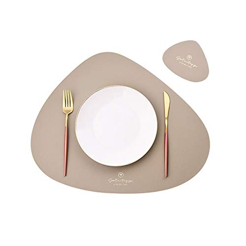 4er Set/6er Set Platzsets und Untersetzer Dreieck Oval Leder Tischset Wassertropfen Abwischbar Tischmatte Wasserdicht ?lbest?ndig Rutschfestes Hitzebest?ndiges Platzsets (Beige,6er)¡" von RAILONCH