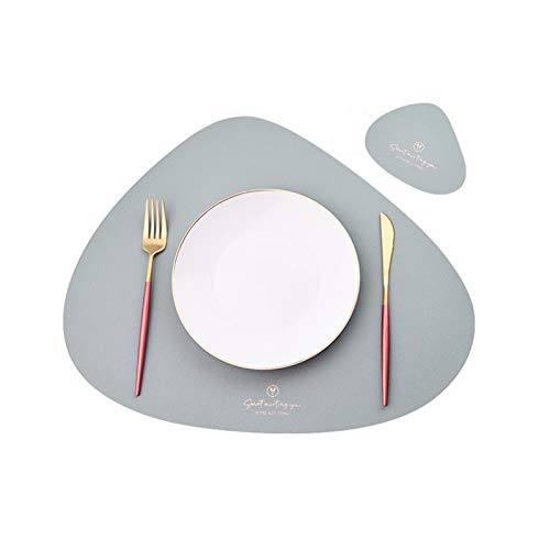 4er Set/6er Set Platzsets und Untersetzer Dreieck Oval Leder Tischset Wassertropfen Abwischbar Tischmatte Wasserdicht ?lbest?ndig Rutschfestes Hitzebest?ndiges Platzsets (Grau,6er)¡" von RAILONCH