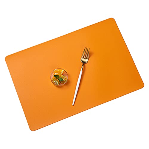 Lederoptik Tischsets, 4 Stück/6 Stück Platzsets, Abwaschbar rutschfest Platzdeckchen, Schmutzabweisend Platzmatte für Küche Restaurant, 45 x 29cm (Orange,6 Stück) von RAILONCH