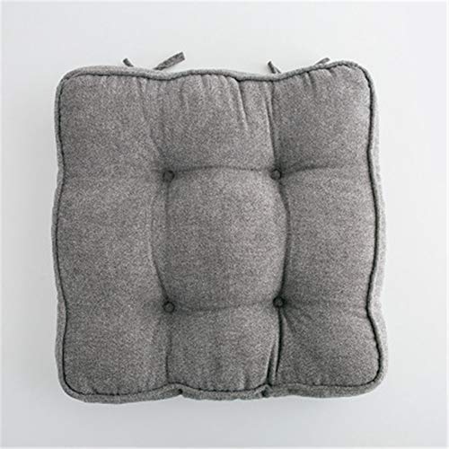 RAILONCH 1er/2er Set Großes Sitzkissen 45 x 45 cm 10 cm Dicke, Stuhlkissen mit Bändern, Bezug aus 100% Baumwolle (2er Set,Grau) von RAILONCH