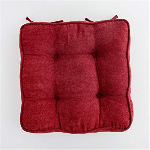 RAILONCH 1er/2er Set Großes Sitzkissen 45 x 45 cm 10 cm Dicke, Stuhlkissen mit Bändern, Bezug aus 100% Baumwolle (2er Set,Rot) von RAILONCH
