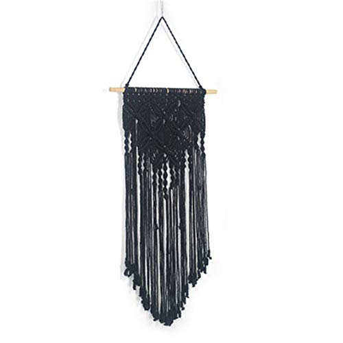 RAILONCH 1pcs Makramee Wandbehang Dekoration Woven Wandbehang Boho Chic Baumwolle Handmade Wandteppich und Türvorhang Decor Apartment (Schwarz) von RAILONCH