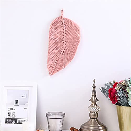 RAILONCH 2 Stück Makramee Wandbehang Boho Deko, Blatt Wandteppich Gewebte Tapisserie, Tapestry Wandteppiche für Schlafzimmer Wohnzimmer Dekoration (Rosa) von RAILONCH