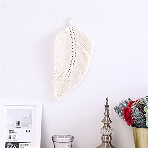 RAILONCH 2 Stück Makramee Wandbehang Boho Deko, Blatt Wandteppich Gewebte Tapisserie, Tapestry Wandteppiche für Schlafzimmer Wohnzimmer Dekoration (Weiß) von RAILONCH