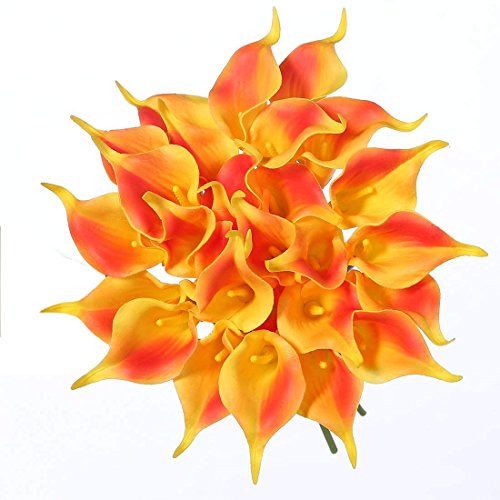 RAILONCH 20 Stücke Calla Kunstblume Deko Künstliche Blumen Kunstpflanze Blumenstrauß für Hochzeit Sträuße Home Hotel Gartendekoration (Orange) von RAILONCH