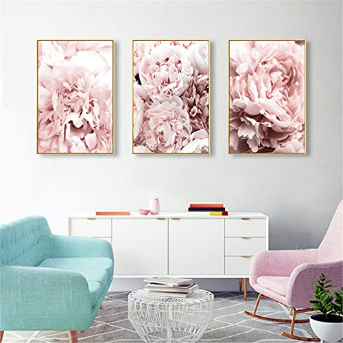 RAILONCH 3 Stück Poster Set, Rosa BlumeWandbilde, Wandkunst Leinwand Poster Wohnzimmer Wohnkultur Ohne Bilderrahmen (Stil 1,21 x 30 cm) von RAILONCH