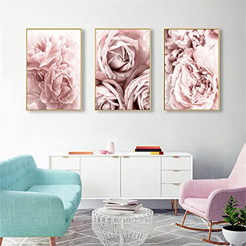 RAILONCH 3 Stück Poster Set, Rosa BlumeWandbilde, Wandkunst Leinwand Poster Wohnzimmer Wohnkultur Ohne Bilderrahmen (Stil 2,30 x 40 cm) von RAILONCH