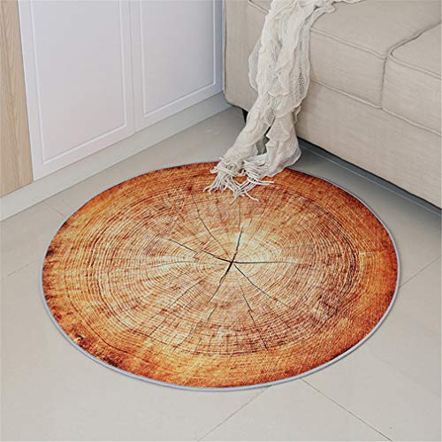 RAILONCH 3D Printed Annual Ring Teppich Holzoptik Runde rutschfeste Teppiche für Schlafzimmer Wohnzimmer Deco (A,160cm) von RAILONCH
