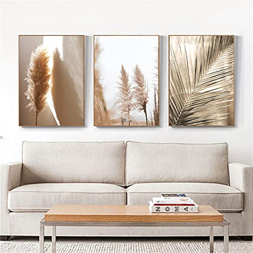 RAILONCH 3er Set Premium Poster Set, Beige, Pampasgras, Modern Bilder Deko Wanddeko, Vintage Bilder Deko für Wohnzimmer Schlafzimmer-Ohne Rahmen (50 * 70CM) von RAILONCH