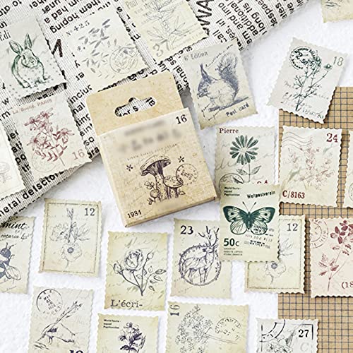 RAILONCH 46Pcs Scrapbooking Aufkleber Set, Vintage Dekorative Sticker Stickerbögen für DIY Handwerk Scrapbooking Notizbuch Kalender Fotoalbum (G) von RAILONCH