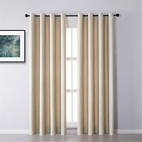 RAILONCH Gardinen Blickdicht, Verdunkelungsvorhang mit Ösen für Wohnzimmer Schlafzimmer Fenster, Leinenvorhänge Dekorative Fenstervorhänge (Beige,100 x 200cm) von RAILONCH