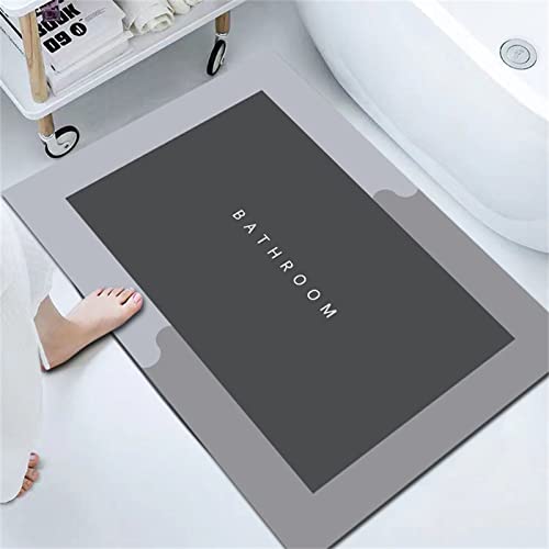 RAILONCH Kieselgur Badematte Super absorbierende Bodenmatte Premium Badezimmerteppich rutschfeste schmutzabweisend Badteppich Weicher Duschmatte für Bad (Grau, 60 x 90 cm) von RAILONCH