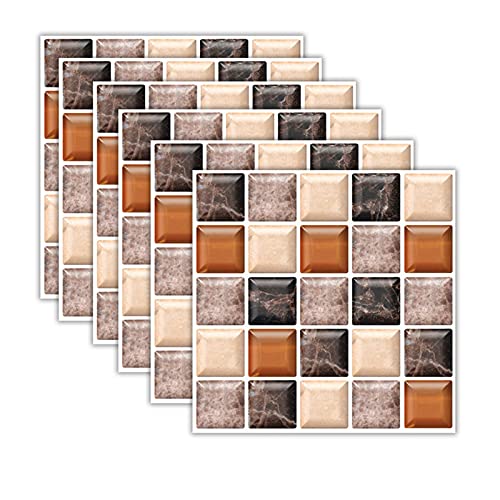 RAILONCH Klebefolie Mosaik-Optik, 12/24pcs 20x20 cm Selbstklebend Fliesenaufkleber, PVC Wasserdicht Fliesensticker Deko Fliesen Folie für Bad Küche (723,24) von RAILONCH