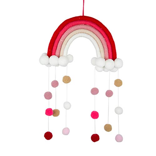 RAILONCH Nordic Regenbogen Wandbehang, handgewebte Wolken Regenbogen Makramee Wandteppich, Wanddeko mit Pompon für Neugeborene Babyzimmer (8) von RAILONCH