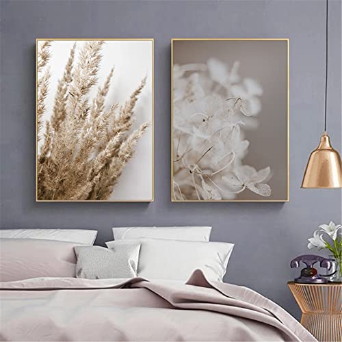 RAILONCH Premium Poster Set 2er Pampasgras Getrocknete Blumen Bilder ohne Bilderrahmen Wandbilder Home Deko für Schlafzimmer und Wohnzimmer (21 x 30 cm) von RAILONCH