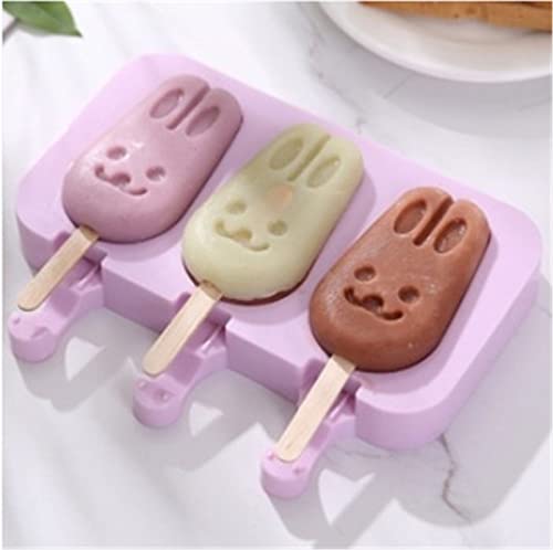 RAILONCH Silikon Eisformen, Popsicle Form mit Deckel, Wiederverwendbar Formen und EIS-Sticks Form Perfekt für Stieleis, DIY Frozen Schokolade (Hase) von RAILONCH
