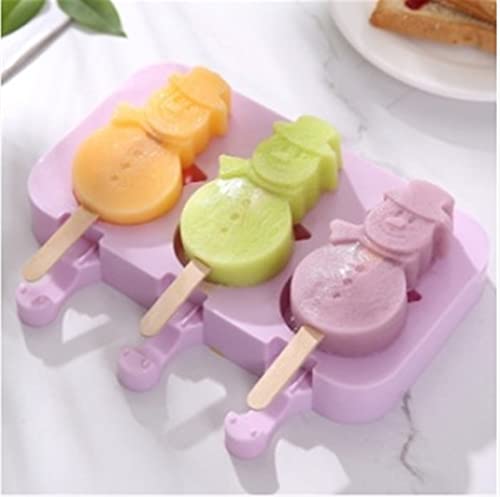 RAILONCH Silikon Eisformen, Popsicle Form mit Deckel, Wiederverwendbar Formen und EIS-Sticks Form Perfekt für Stieleis, DIY Frozen Schokolade (Schneemann) von RAILONCH
