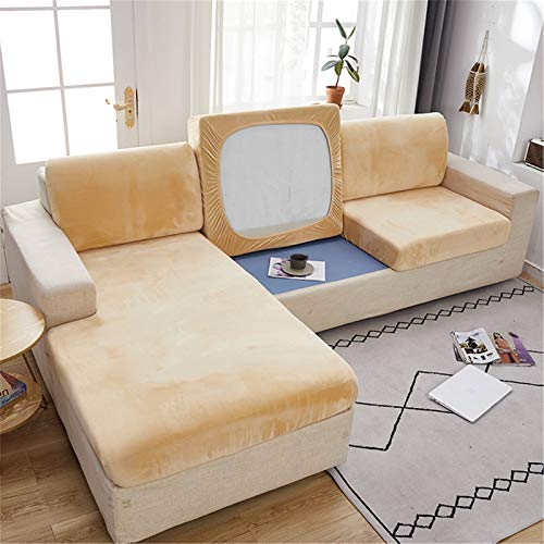 RAILONCH Sofa Sitzkissenbezug, Stretch Sitzkissenschutz, Elastischer Kissenbezüge,Husse Überzug Bezug Für Sofa Sitzkissen,Couch (Beige,3 Sitzer) von RAILONCH