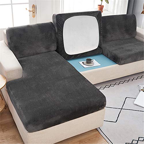 RAILONCH Sofa Sitzkissenbezug, Stretch Sitzkissenschutz, Elastischer Kissenbezüge,Husse Überzug Bezug Für Sofa Sitzkissen,Couch (Dunkelgrau,2 Sitzer) von RAILONCH