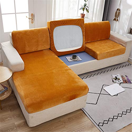 RAILONCH Sofa Sitzkissenbezug, Stretch Sitzkissenschutz, Elastischer Kissenbezüge,Husse Überzug Bezug Für Sofa Sitzkissen,Couch (Golden,2 Sitzer-Plus) von RAILONCH