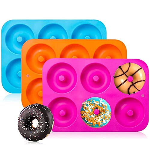 Silikon Donuts Backform, 4er Pack 6 Hohlraum Donut Maker Antihaftbeschichtet, Safe Backblech Maker Pan für Kuchen Keks, Bagels von RAILONCH